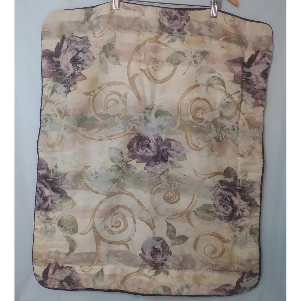 Croscill Home Fashions Floral Scroll Purple Rose Pillow Sham Style 3489 USA Made